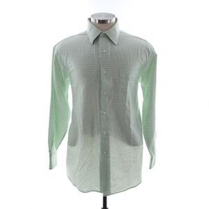 Tommy Bahama Mens Size 16 32-33 Green Check Long Sleeve Button Up Cotton Shirt
